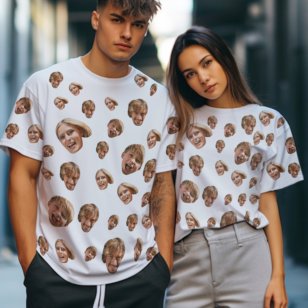 Tee-shirt Photo Personnalisé T-shirt Personnalisé Visage T-shirt Famille Mash Face - MyFaceSocksFR