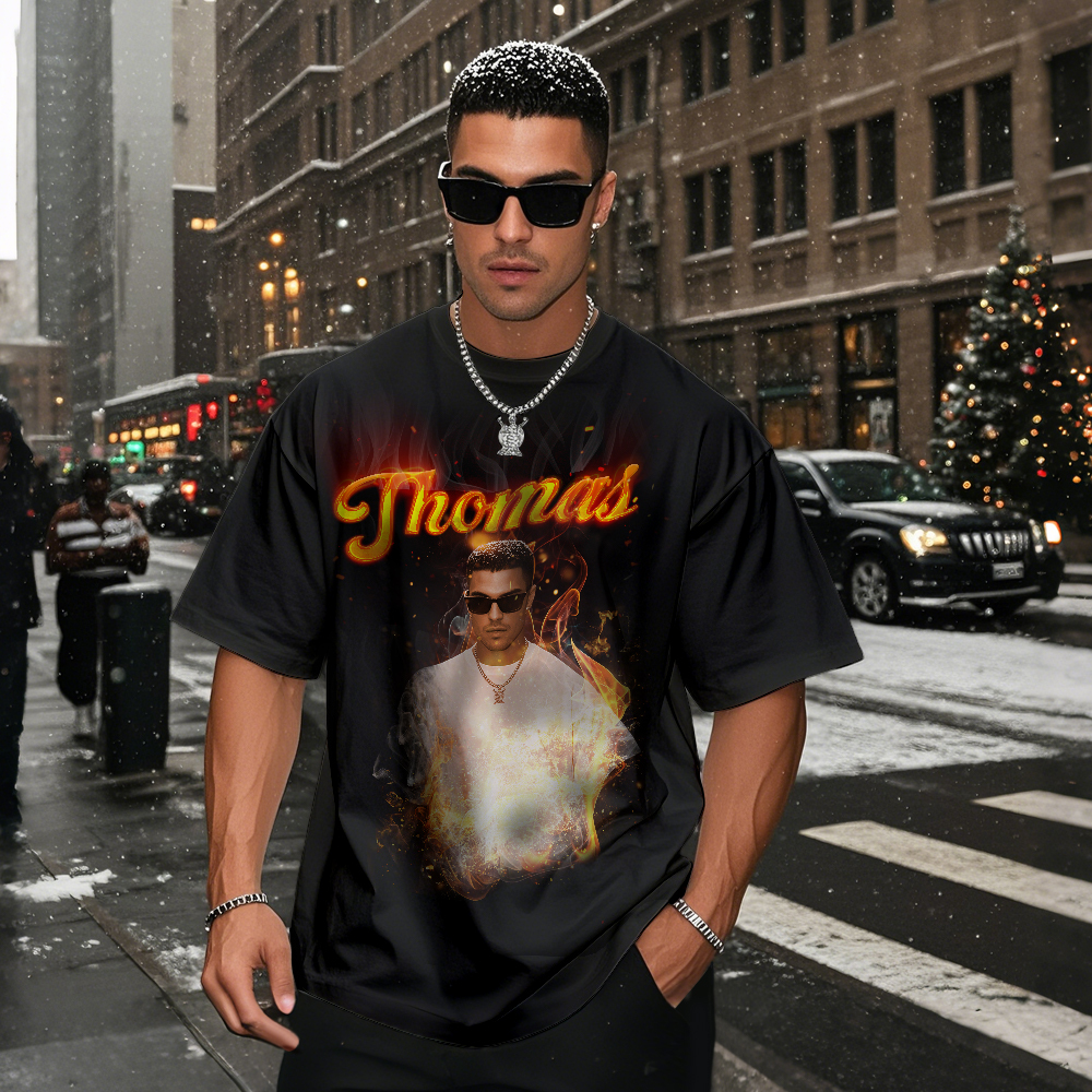 T-shirt De Mode Rétro Personnalisé, Cadeau De Noël Avec Photo Personnalisée Avec Style Vintage - MyFaceSocksFR