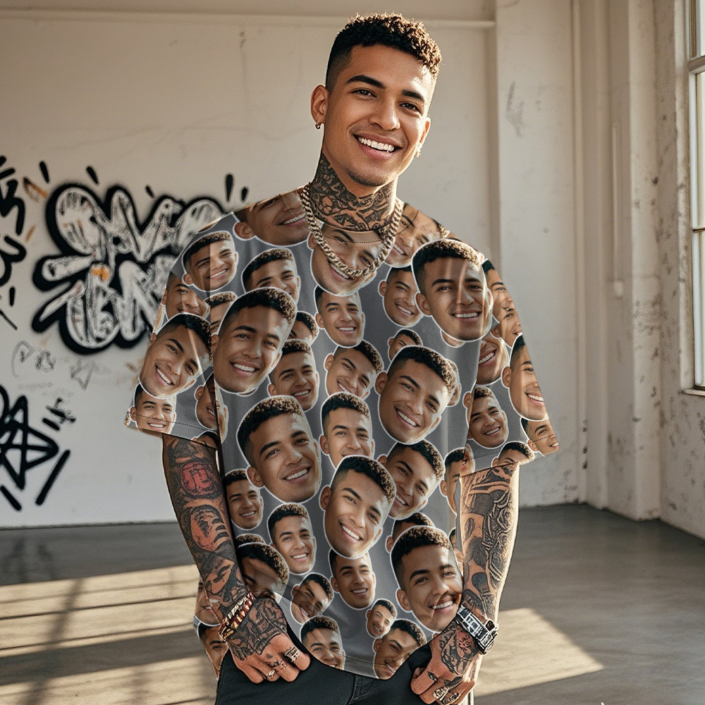 T-shirts Vintage Personnalisés Avec Photo De Visage De Purée Cadeaux De Saint-valentin - MyFaceSocksFR