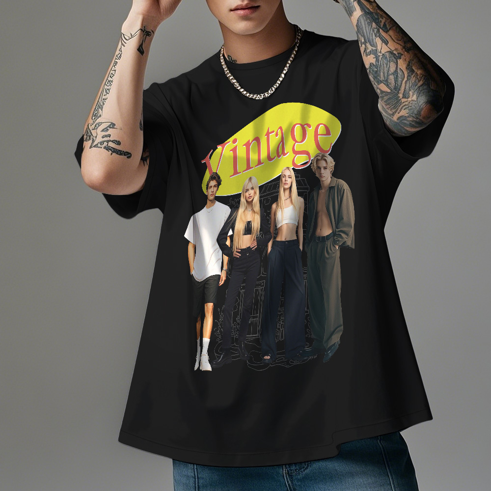 Tee-shirt Photo Vintage Personnalisé T-shirts Rétro Personnalisés Pour Cadeau Cadeaux Vintage Des Années 90 Pour Lui - MyFaceSocksFR