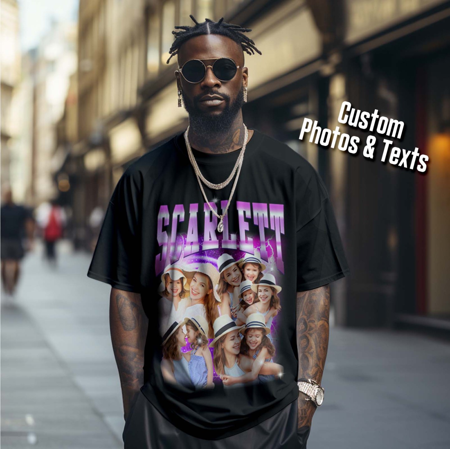 T-shirt Personnalisé Pour La Fête Des Mères, Photo Et Texte Personnalisés, Style Vintage, Cadeau Pour Maman - MyFaceSocksFR