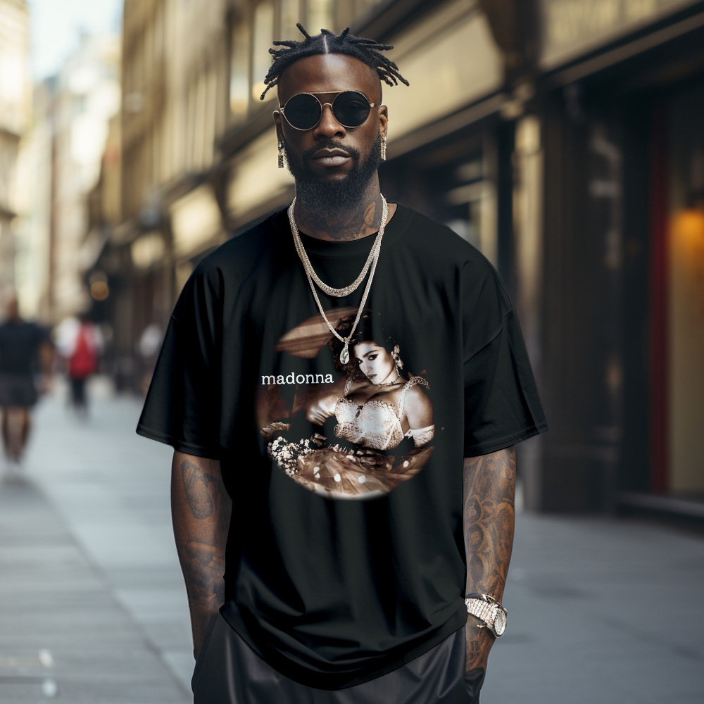 T-shirt Vintage Photo Personnalisé Madonna T-shirt Personnalisé Visage - MyFaceSocksFR