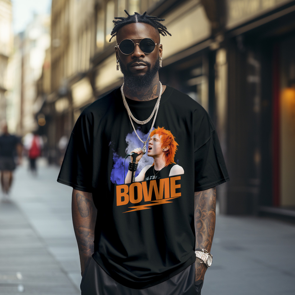 T-shirt Vintage Photo Personnalisé Bowie T-shirt Personnalisé Visage - MyFaceSocksFR