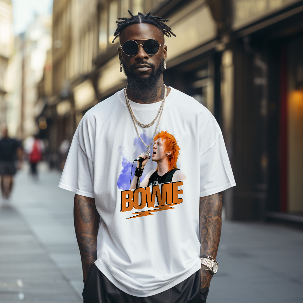 T-shirt Vintage Photo Personnalisé Bowie T-shirt Personnalisé Visage - MyFaceSocksFR