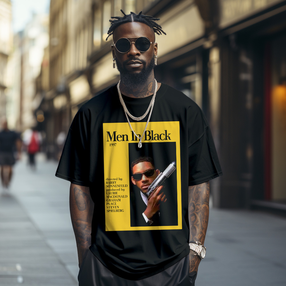 T-shirt Vintage Photo Personnalisé Pour Homme En Noir, T-shirt Personnalisé Avec Visage - MyFaceSocksFR