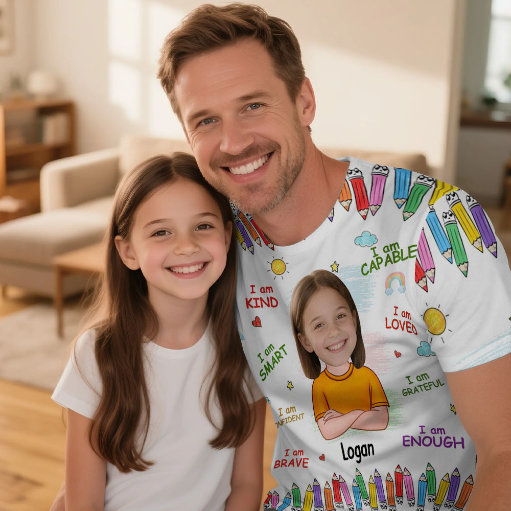 T-shirt Personnalisé Pour Papa, Cadeau Pour La Fête Des Pères, Super Papa - MyFaceSocksFR