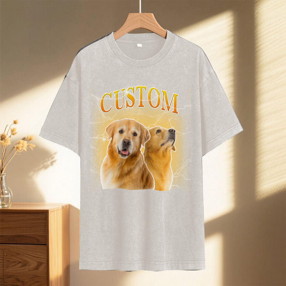 T-shirt Personnalisé Pour Animaux De Compagnie, Couleurs Confortables, Vintage, Bootleg, Nom De Photo D'animal De Compagnie, Portrait De Chien Personnalisé, T-shirt Personnalisé, T-shirt Pour Chat, T-shirt Des Années 90 - MyFaceSocksFR