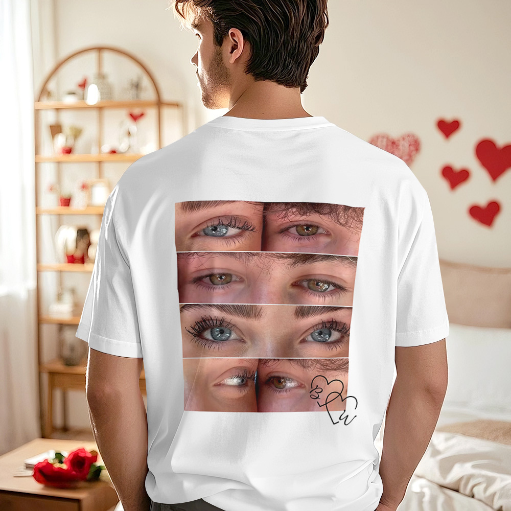 T-shirt Photo Personnalisé, Chemise Yeux Personnalisée Pour Couple - MyFaceSocksFR