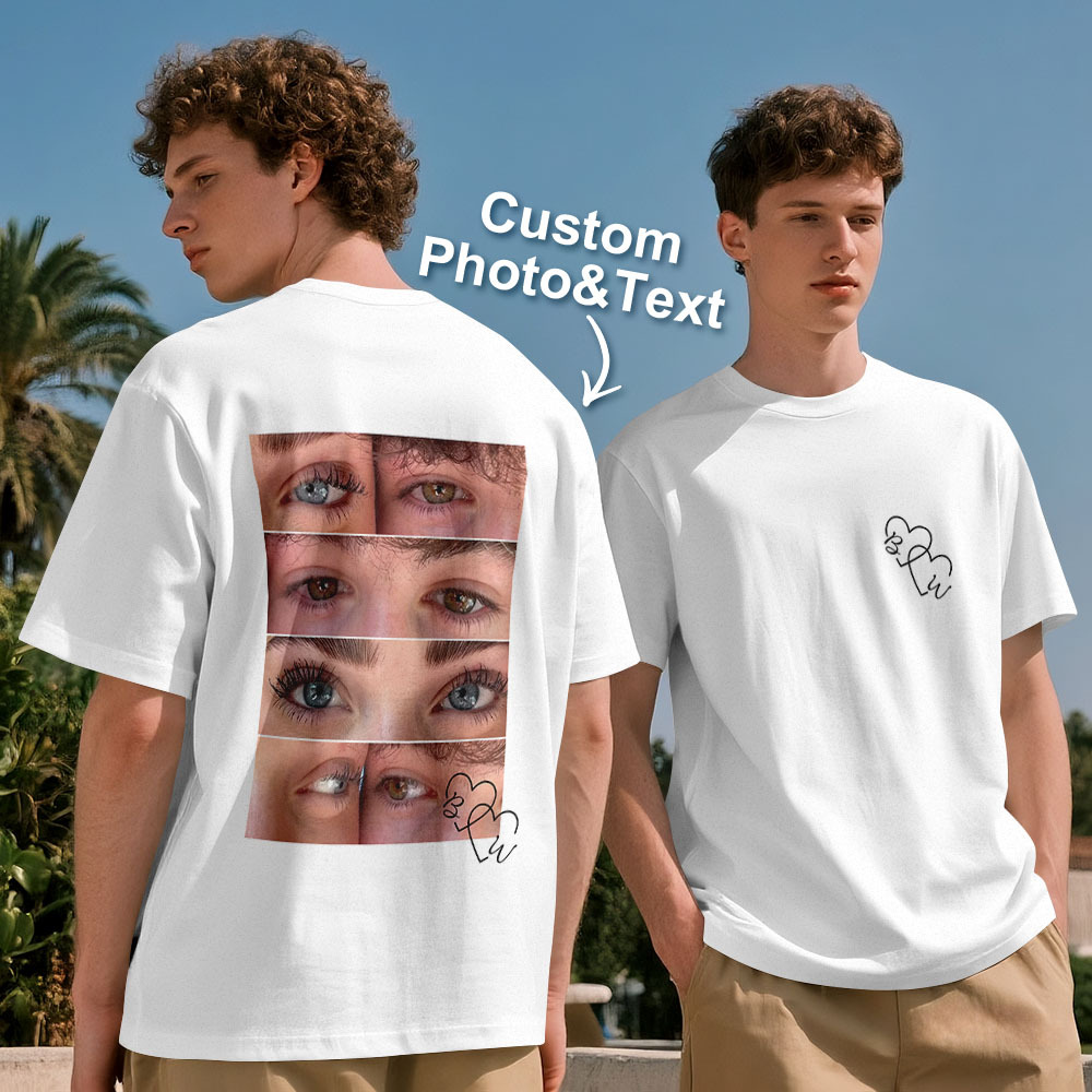 T-shirt Photo Personnalisé, Chemise Yeux Personnalisée Pour Couple - MyFaceSocksFR