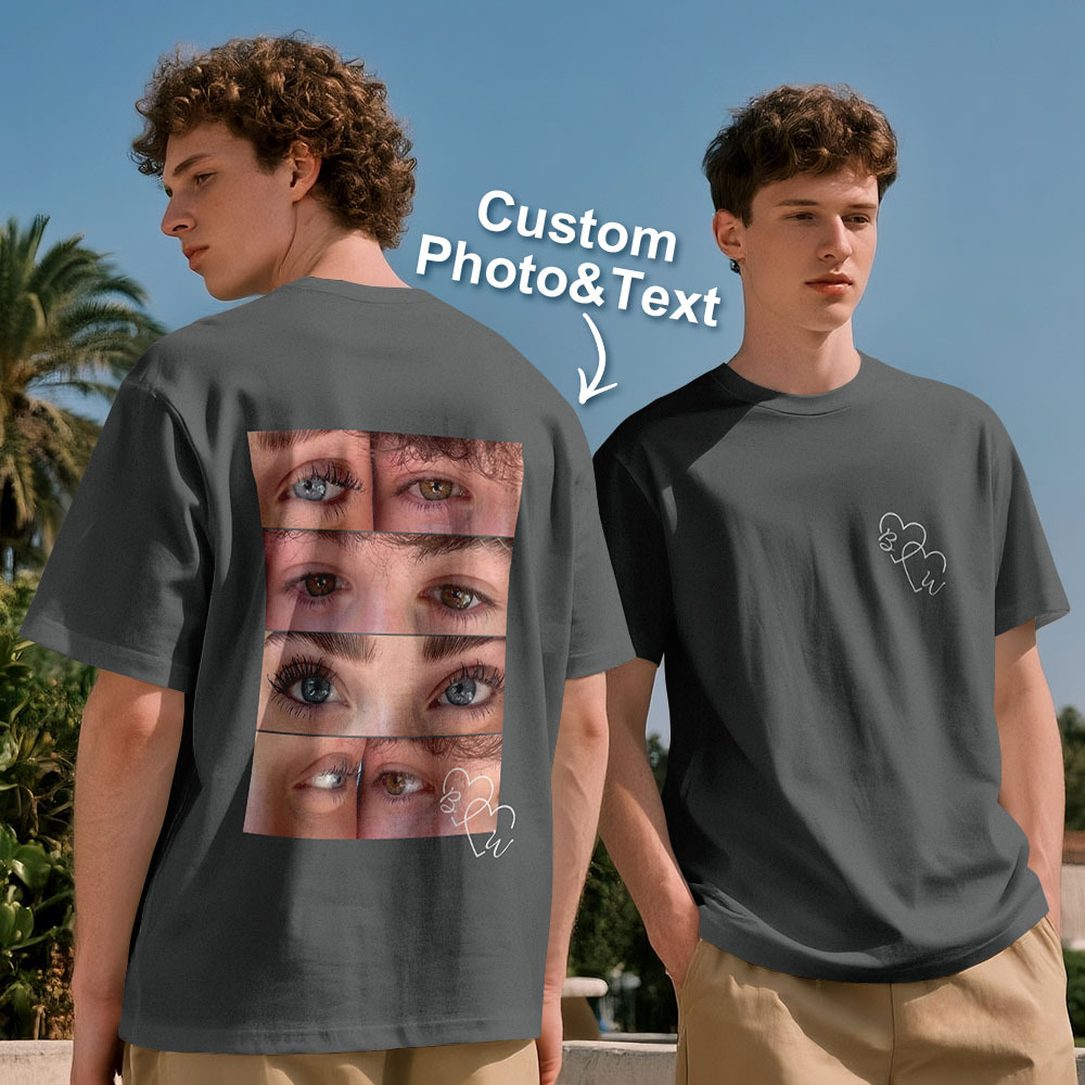 T-shirt Photo Personnalisé, Chemise Yeux Personnalisée Pour Couple - MyFaceSocksFR