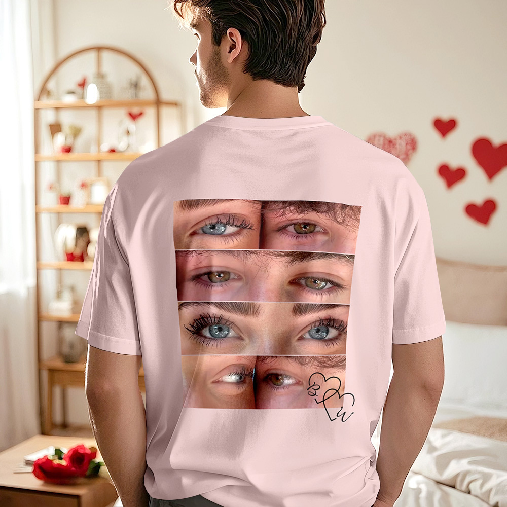 T-shirt Photo Personnalisé, Chemise Yeux Personnalisée Pour Couple - MyFaceSocksFR