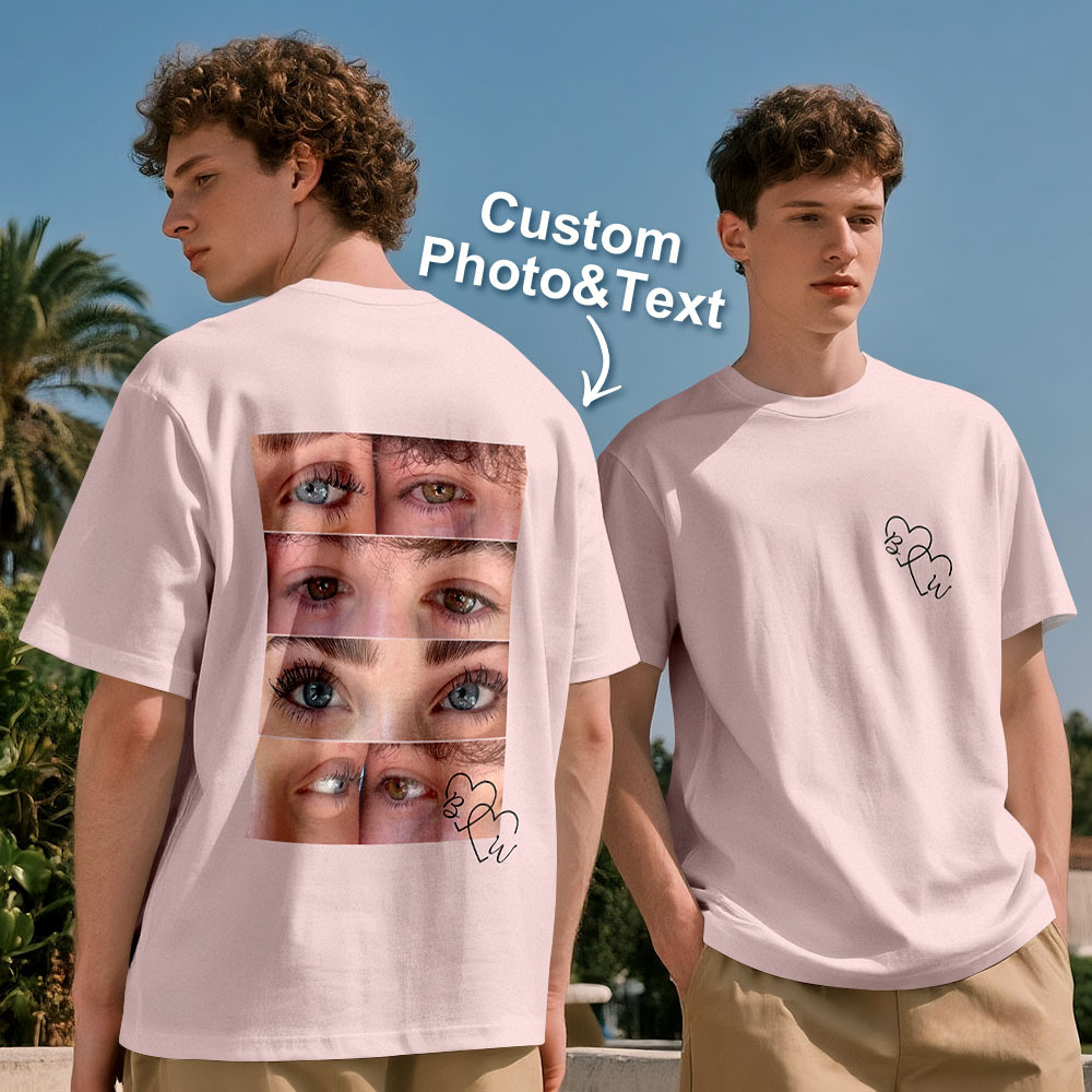 T-shirt Photo Personnalisé, Chemise Yeux Personnalisée Pour Couple - MyFaceSocksFR