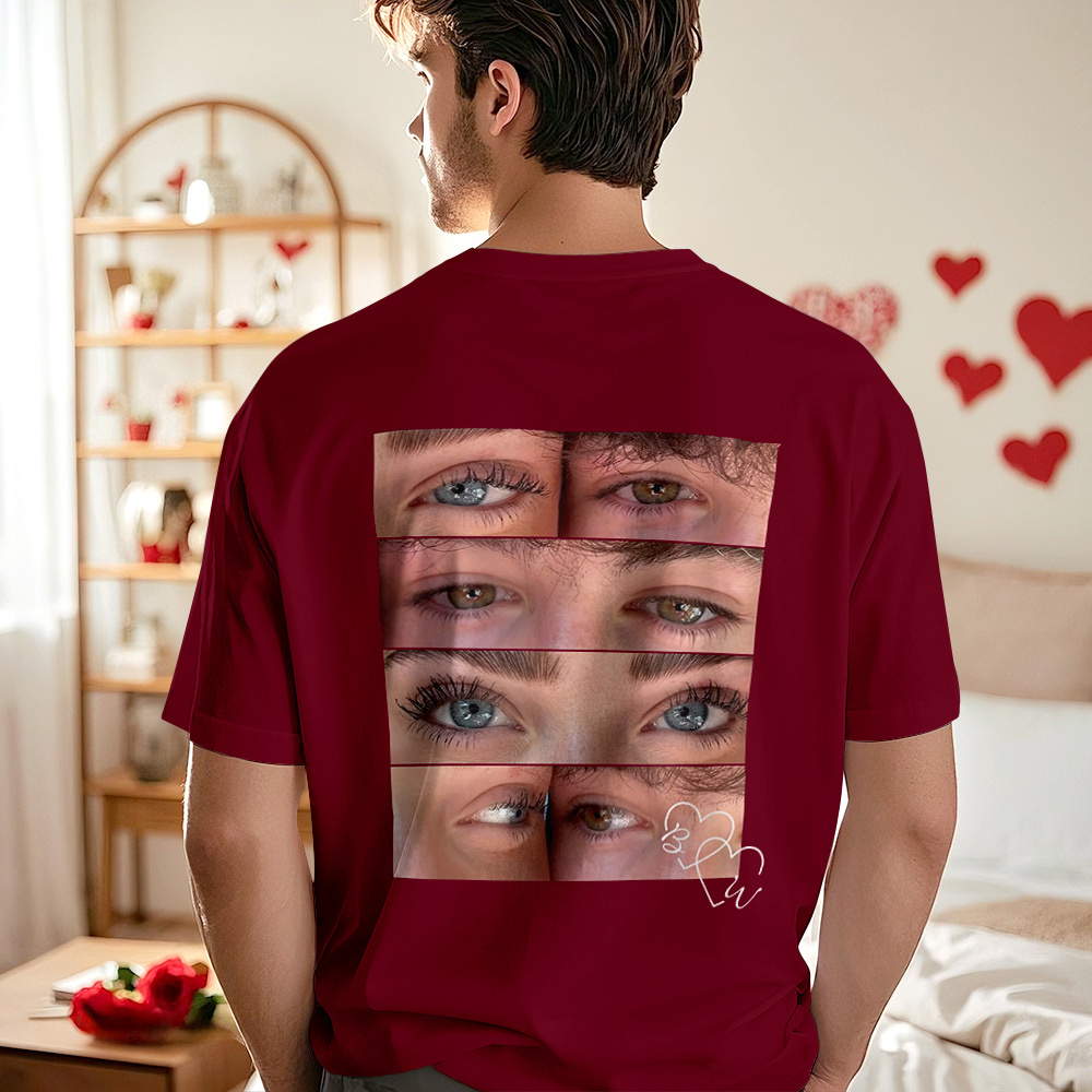T-shirt Photo Personnalisé, Chemise Yeux Personnalisée Pour Couple - MyFaceSocksFR