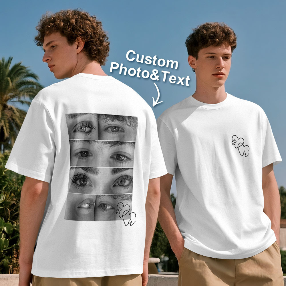 T-shirt Photo Personnalisé, Chemise Yeux Personnalisée Pour Couple - MyFaceSocksFR