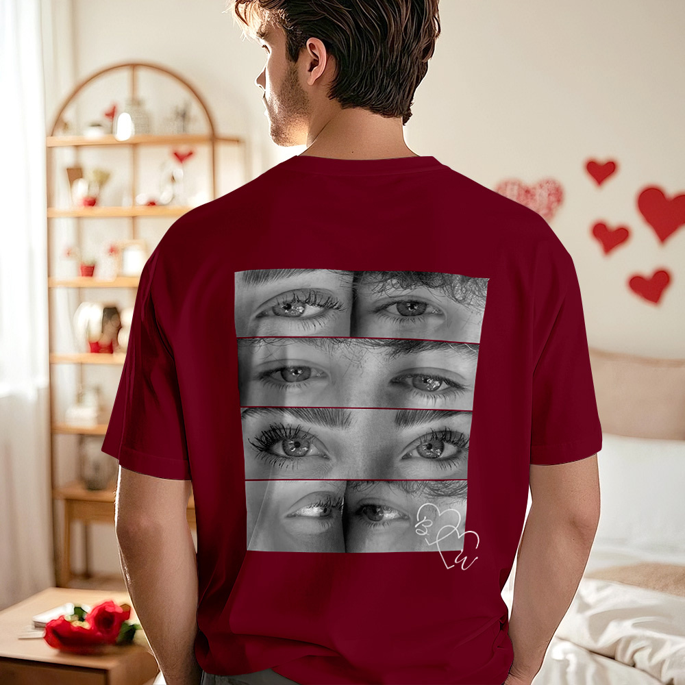 T-shirt Photo Personnalisé, Chemise Yeux Personnalisée Pour Couple - MyFaceSocksFR