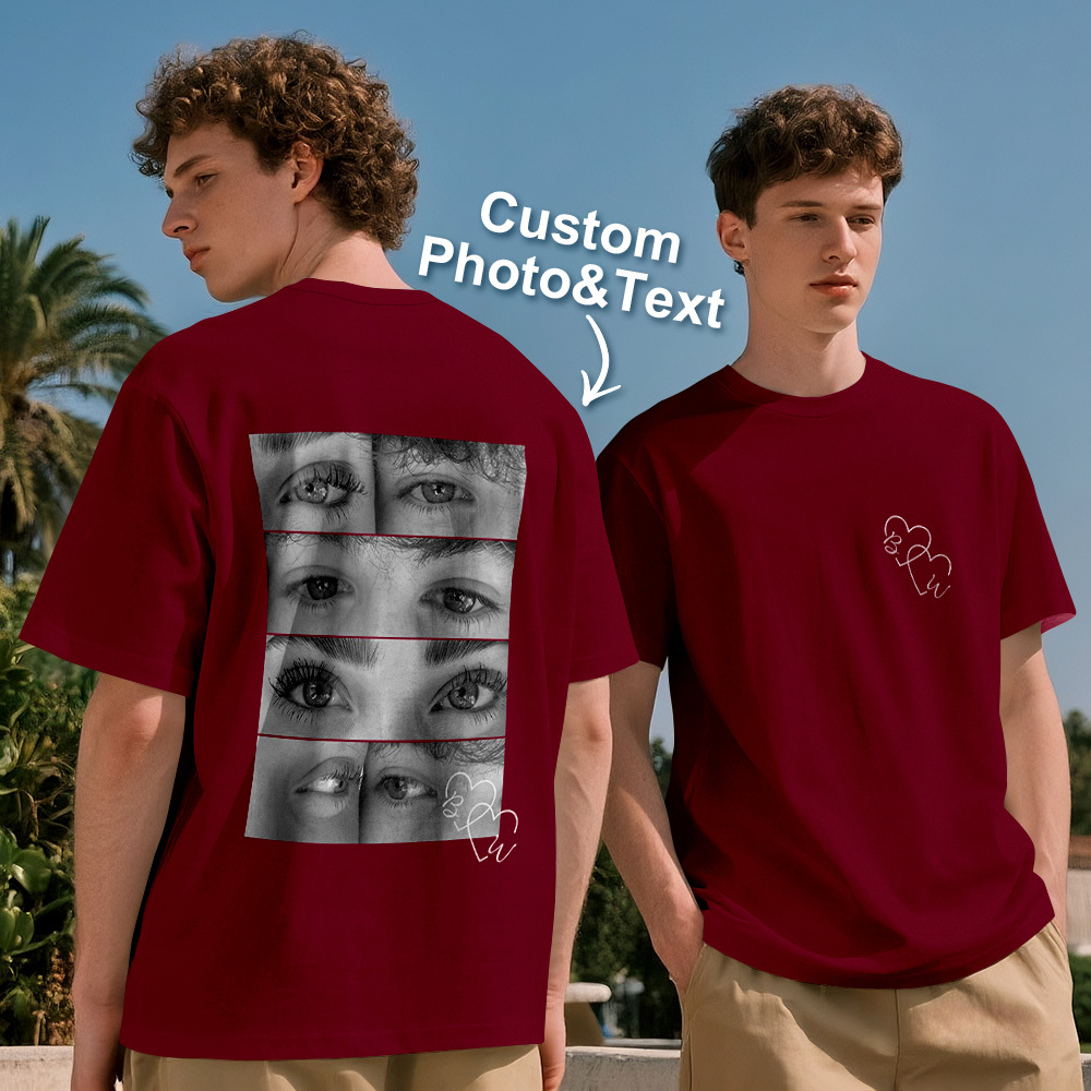 T-shirt Photo Personnalisé, Chemise Yeux Personnalisée Pour Couple - MyFaceSocksFR