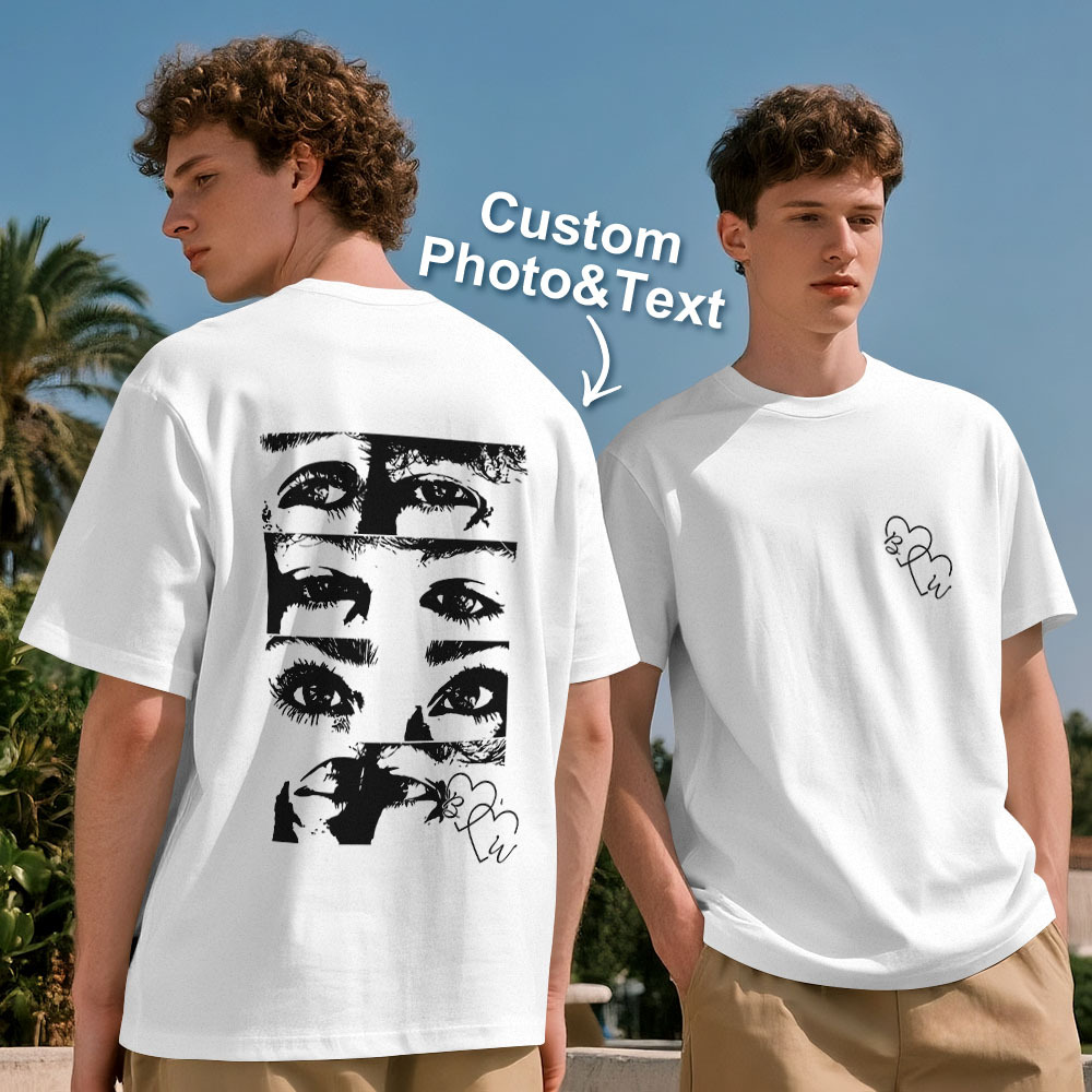 T-shirt Photo Personnalisé, Chemise Yeux Personnalisée Pour Couple - MyFaceSocksFR