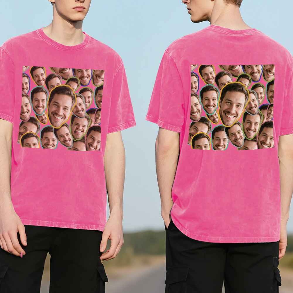 T-shirt Personnalisé Face Mash, Photo Personnalisée, Multicolore, Amusant, Cadeau Pour La Fête Des Pères - MyFaceSocksFR