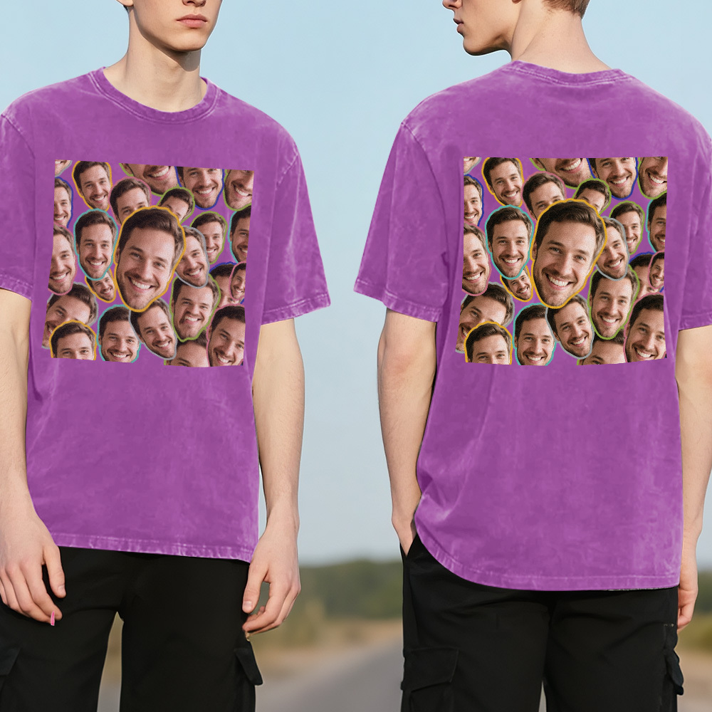 T-shirt Personnalisé Face Mash, Photo Personnalisée, Multicolore, Amusant, Cadeau Pour La Fête Des Pères - MyFaceSocksFR
