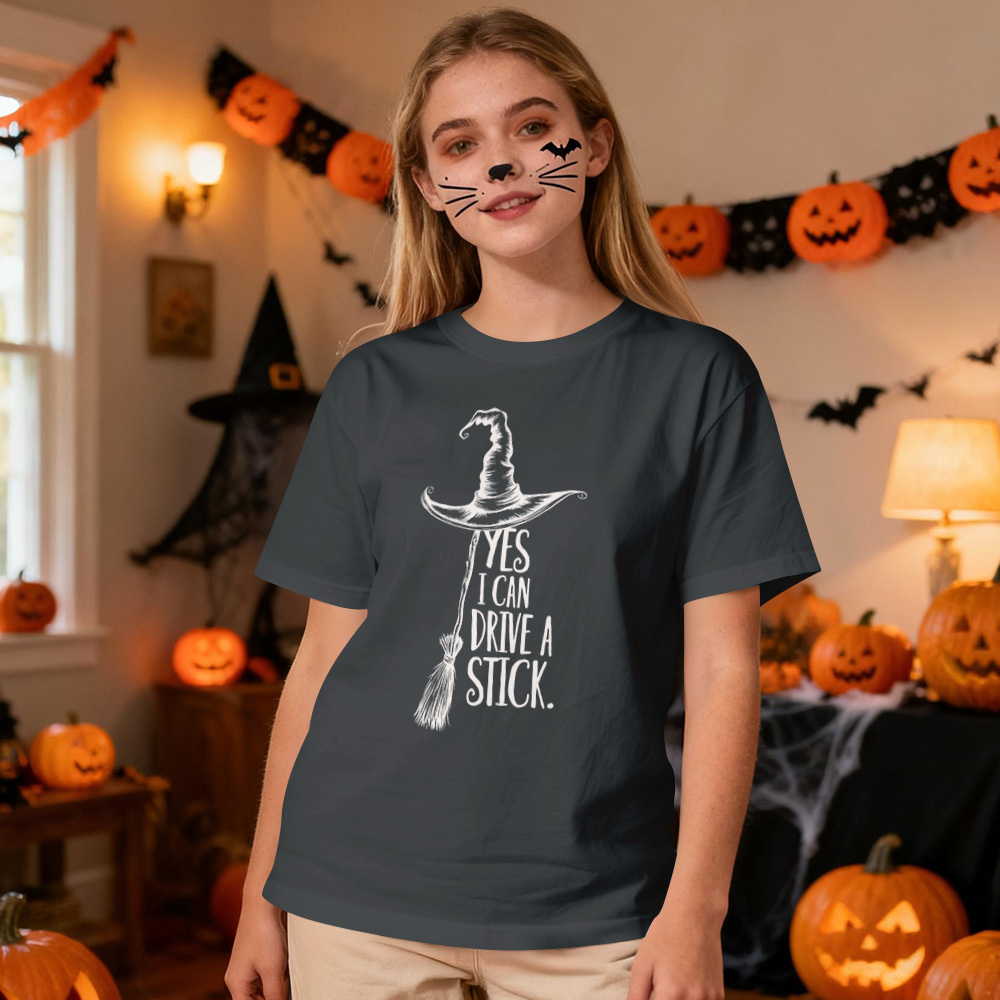 T-shirt « oui, Je Peux Conduire Une Canne », T-shirt De Sorcière Rigolo Pour Femme, T-shirt De Fête Effrayant, Joli Cadeau D'halloween, Tenue De Sorcière - MyFaceSocksFR
