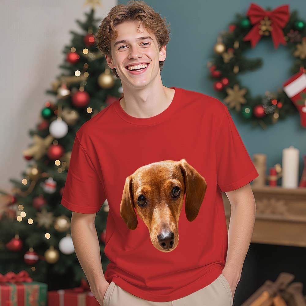 Ensemble De T-shirts Photo Personnalisés Pour Chien Et Maître, Assortis - Cadeau Personnalisé Pour Les Amoureux Des Animaux - MyFaceSocksFR