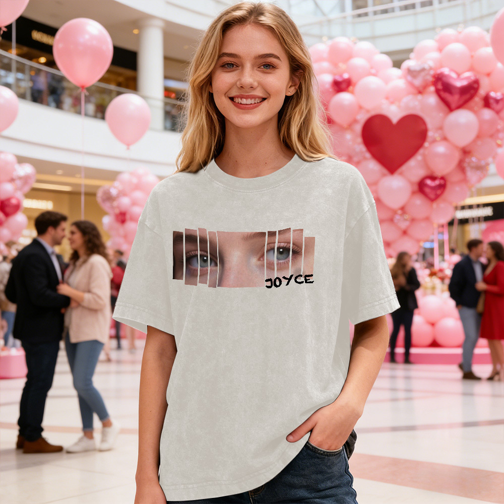 T-shirt Personnalisé « Yeux » Pour Noël, Avec Photo Et Nom, Idéal Pour Les Amoureux.