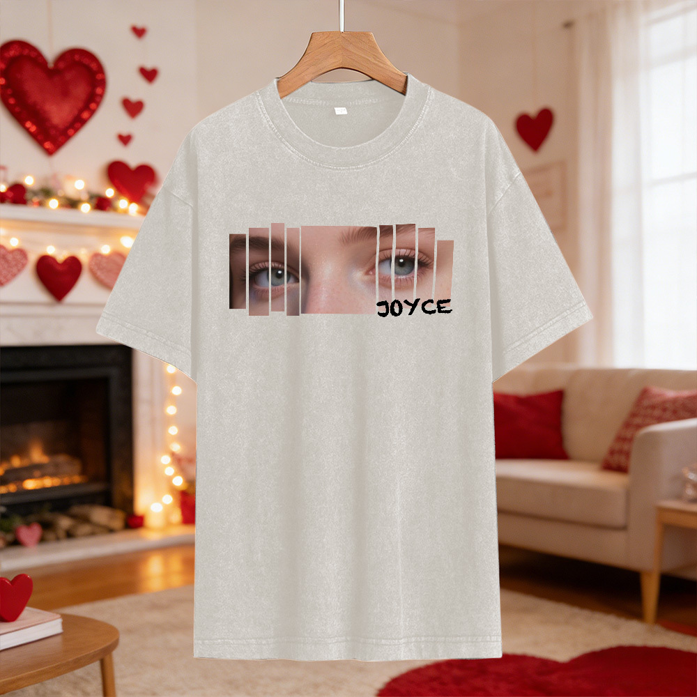 T-shirt Personnalisé « Yeux » Pour Noël, Avec Photo Et Nom, Idéal Pour Les Amoureux.