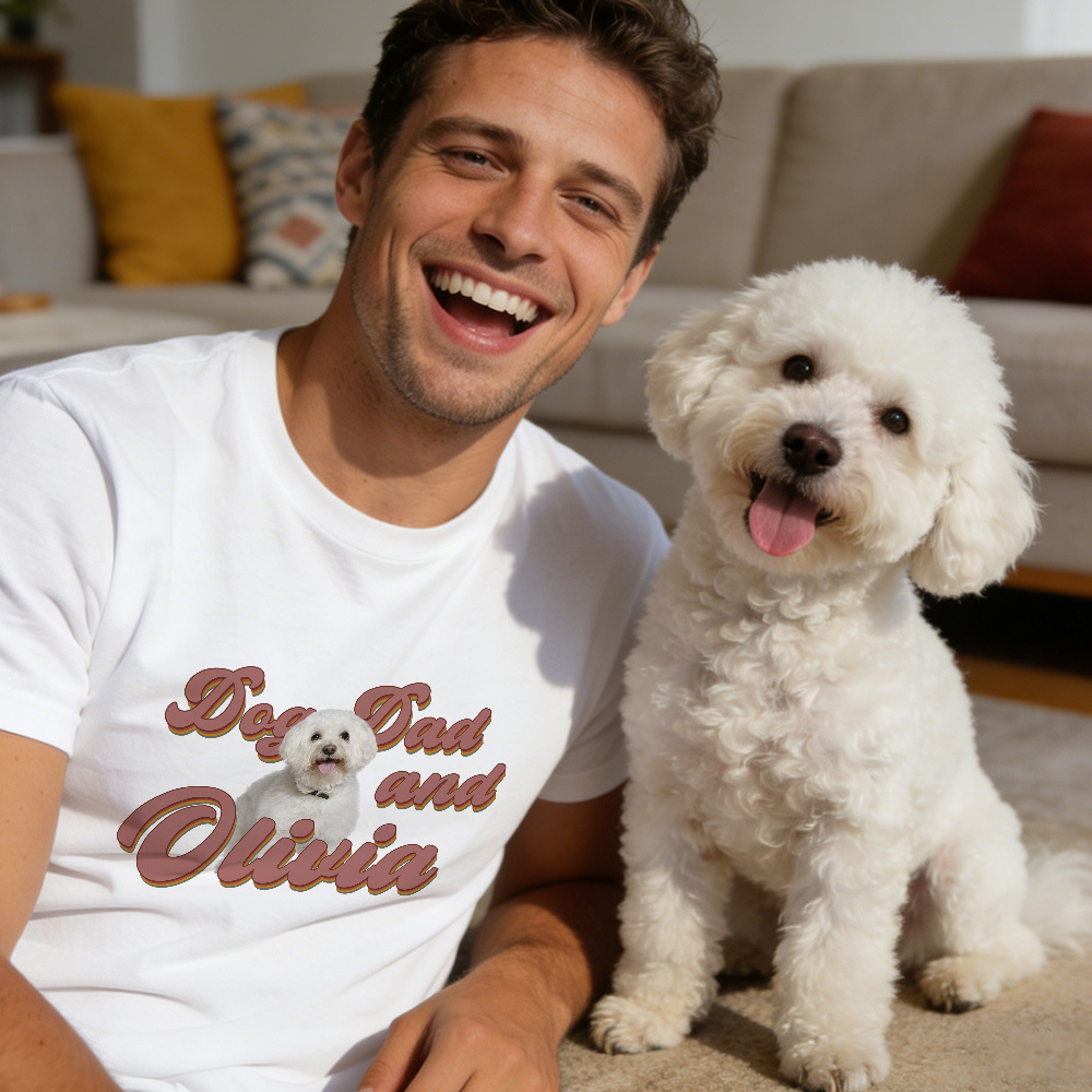 T-shirt Personnalisé Avec Photo Et Texte - T-shirt Personnalisé Avec Le Visage De Votre Animal De Compagnie - T-shirt Portrait D'animal De Compagnie Personnalisé - Cadeau Pour Les Amoureux Des Animaux - MyFaceSocksFR