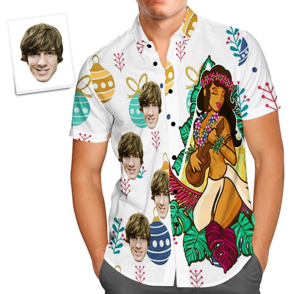 Chemise Hawaïenne Pour Homme Avec Photo Personnalisée - Cadeau De Noël - Fille Hawaïenne - VisageChaussettes