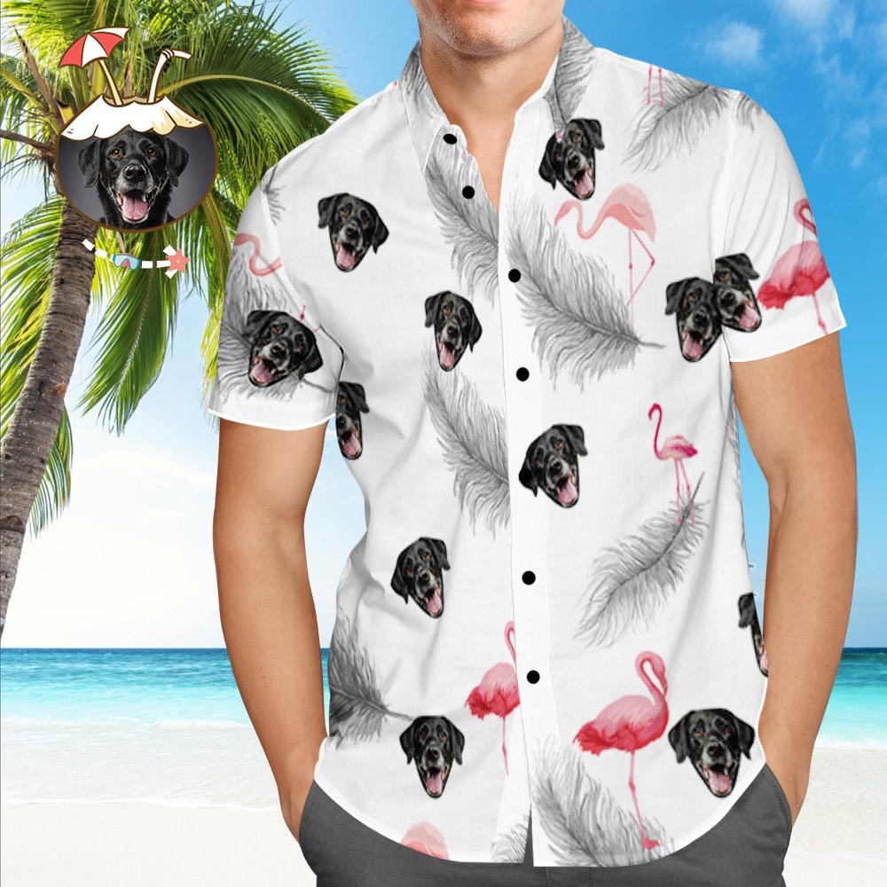 Chemise Hawaïenne Personnalisée Avec Visage De Chien Chemise Hawaïenne Photo Personnalisée Chemise Tropicale Personnalisée - VisageChaussettes