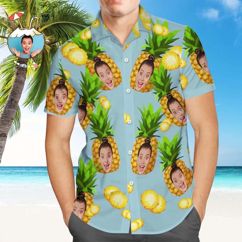 Personnaliser Chemise De Visage Pour Des Hommes Chemise Hawaïenne Gros Ananas