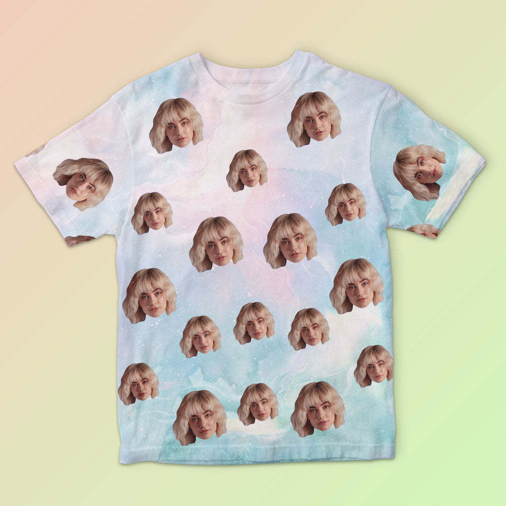 T-shirt Homme Visage Personnalisé Photo Personnalisée T-shirt Encre De Couleur Drôle Couleur Verte - VisageChaussettes