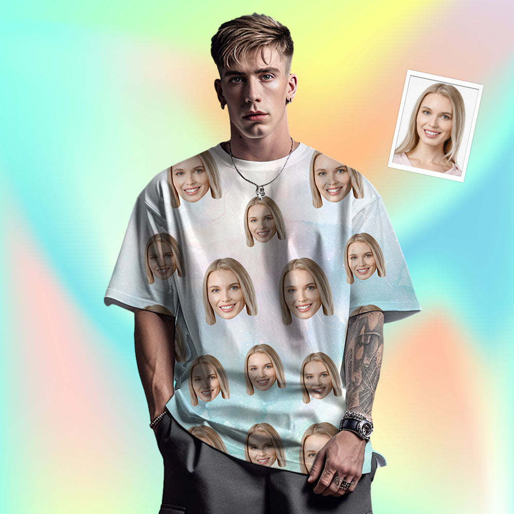 T-shirt Homme Visage Personnalisé Photo Personnalisée T-shirt Encre De Couleur Drôle Couleur Verte - VisageChaussettes