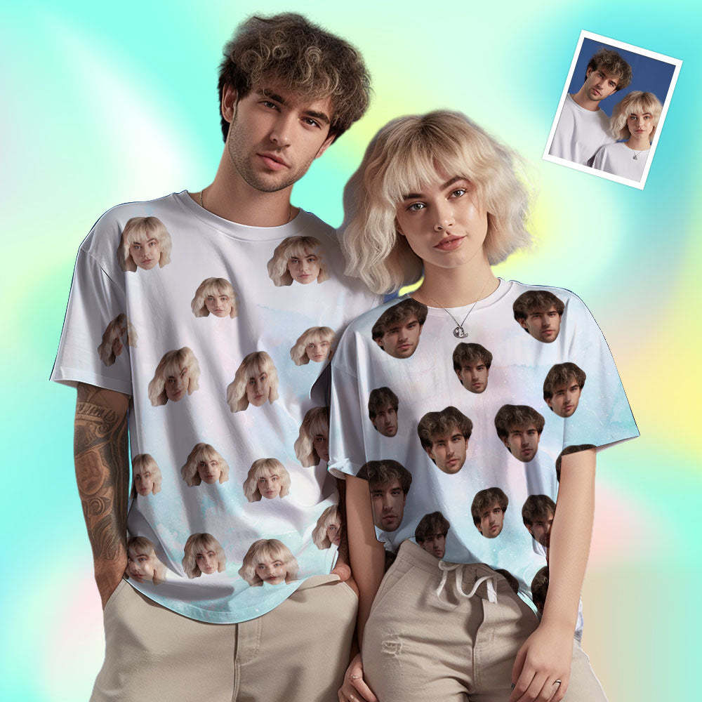 T-shirt Homme Visage Personnalisé Photo Personnalisée T-shirt Encre De Couleur Drôle Couleur Verte - VisageChaussettes