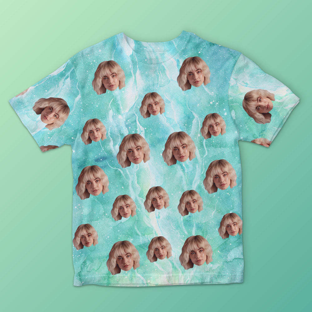T-shirt Homme Visage Personnalisé Photo Personnalisée T-shirt Encre De Couleur Drôle Couleur Verte - VisageChaussettes