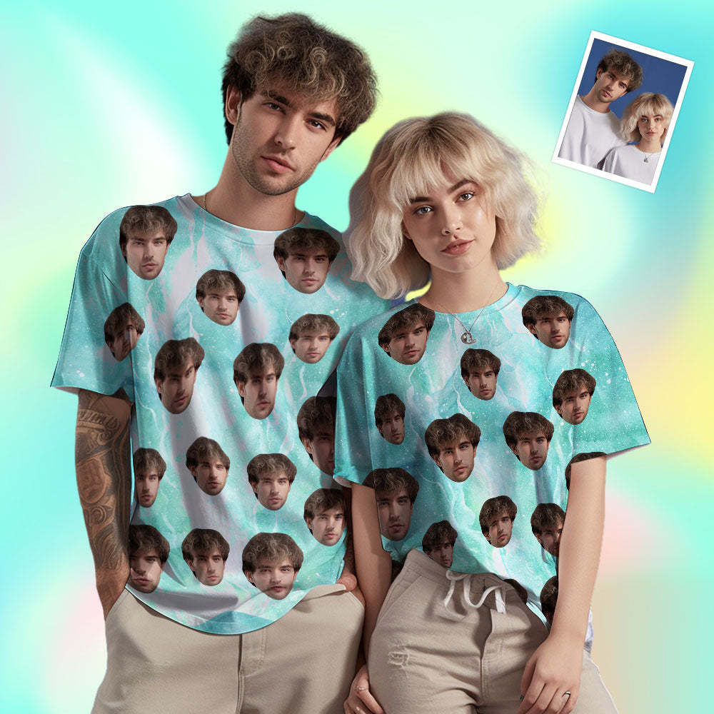 T-shirt Homme Visage Personnalisé Photo Personnalisée T-shirt Encre De Couleur Drôle Couleur Verte - VisageChaussettes