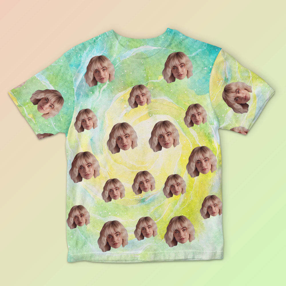 T-shirt Homme Visage Personnalisé Photo Personnalisée T-shirt Encre De Couleur Drôle Couleur Verte - VisageChaussettes
