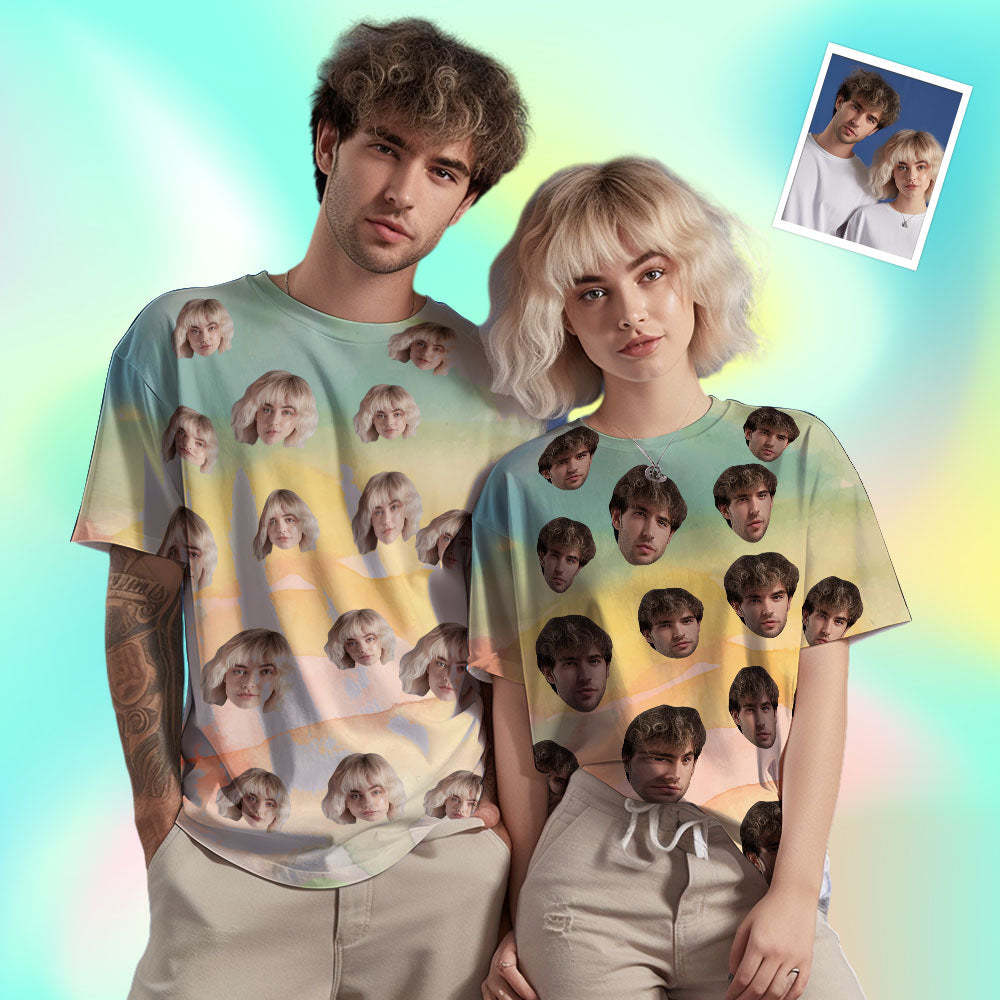 T-shirt Homme Visage Personnalisé Photo Personnalisé T-shirt Encre De Couleur Drôle Cadeau 4 Style - VisageChaussettes