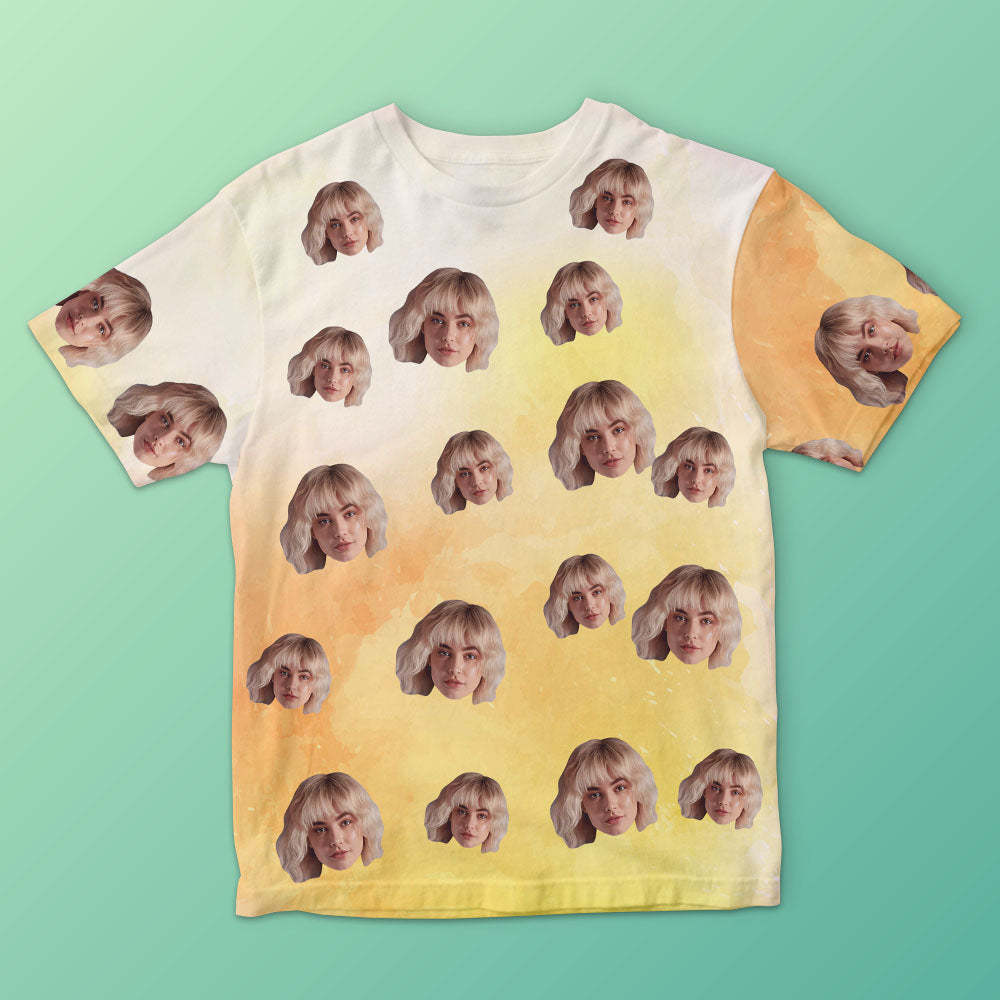 T-shirt Homme Visage Personnalisé Photo Personnalisé T-shirt Encre De Couleur Drôle Cadeau 4 Style - VisageChaussettes