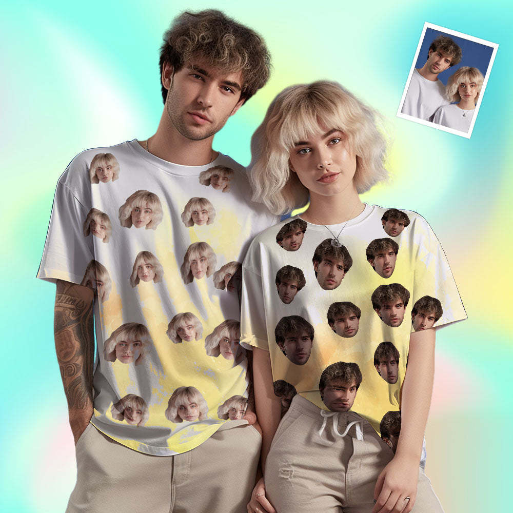 T-shirt Homme Visage Personnalisé Photo Personnalisé T-shirt Encre De Couleur Drôle Cadeau 4 Style - VisageChaussettes