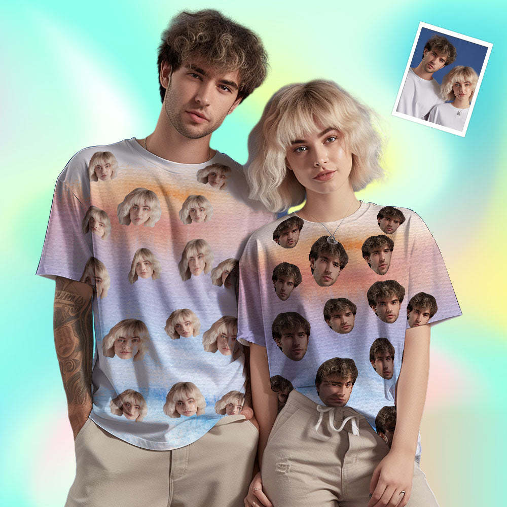 T-shirt Homme Visage Personnalisé Photo Personnalisé T-shirt Encre De Couleur Drôle Cadeau 4 Style - VisageChaussettes