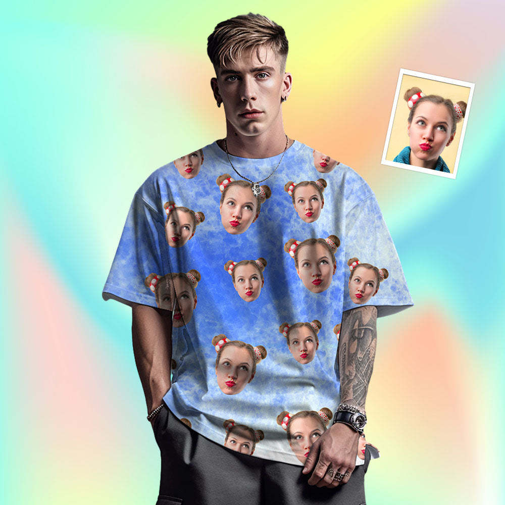 T-shirt Homme Visage Personnalisé Photo Personnalisé T-shirt Encre De Couleur Drôle Cadeau 4 Style - VisageChaussettes