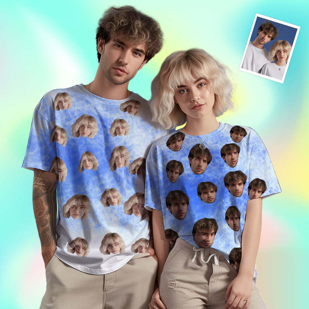 T-shirt Homme Visage Personnalisé Photo Personnalisé T-shirt Encre De Couleur Drôle Cadeau 4 Style - VisageChaussettes