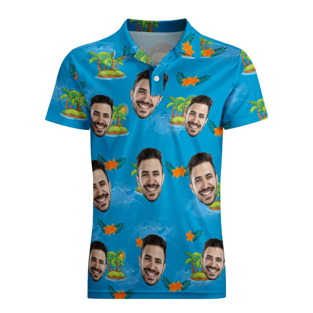 Polo Personnalisé Polo De Golf Hawaïen Chemise De Vacances À La Plage - VisageChaussettes