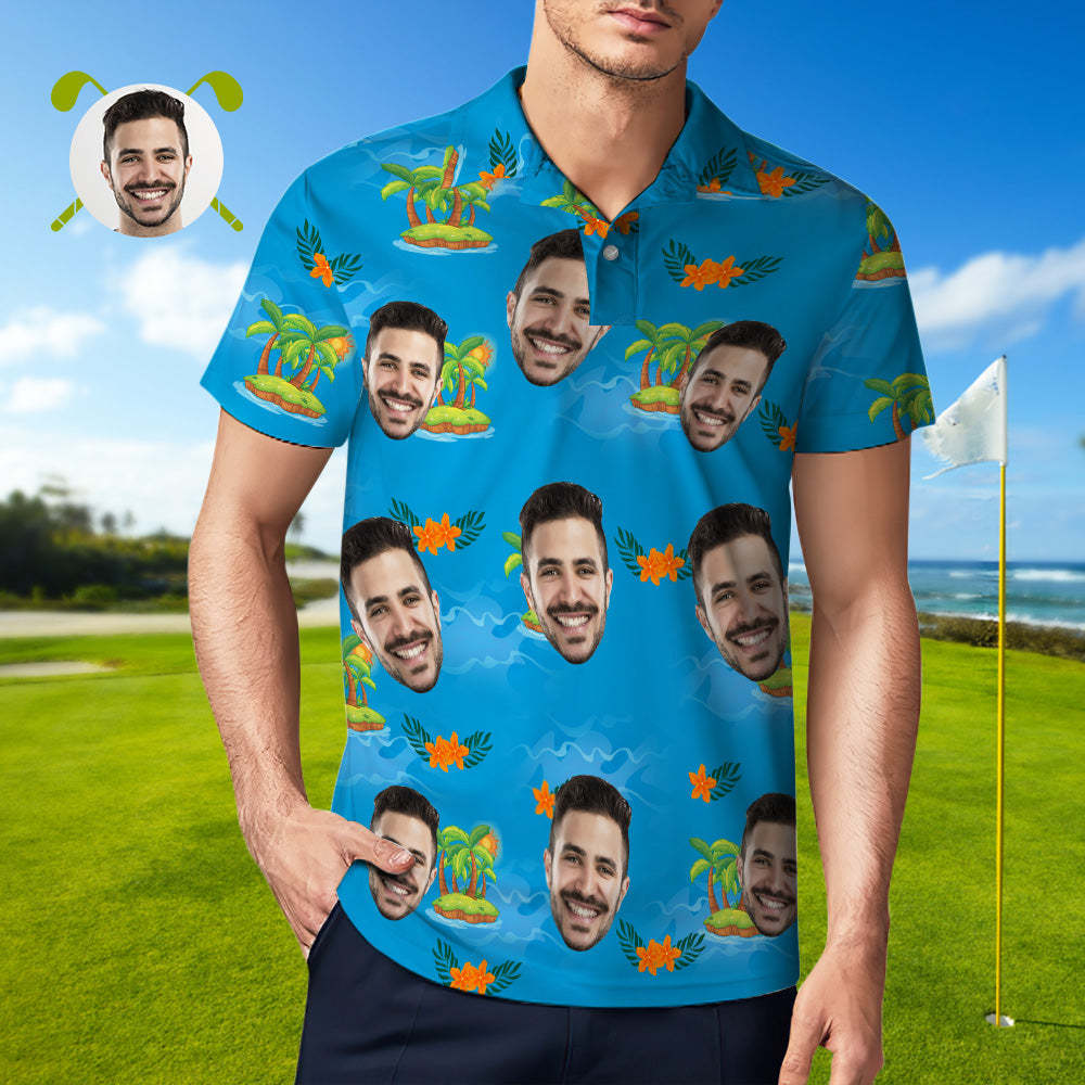Polo Personnalisé Polo De Golf Hawaïen Chemise De Vacances À La Plage - VisageChaussettes