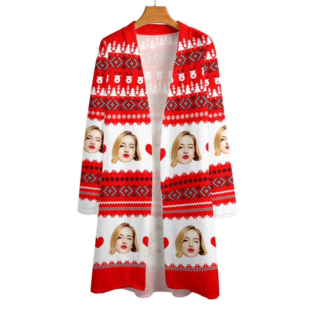 Cardigan De Noël Personnalisé Pour Femmes, Cardigan Ouvert Sur Le Devant Pour Cadeaux De Noël - VisageChaussettes