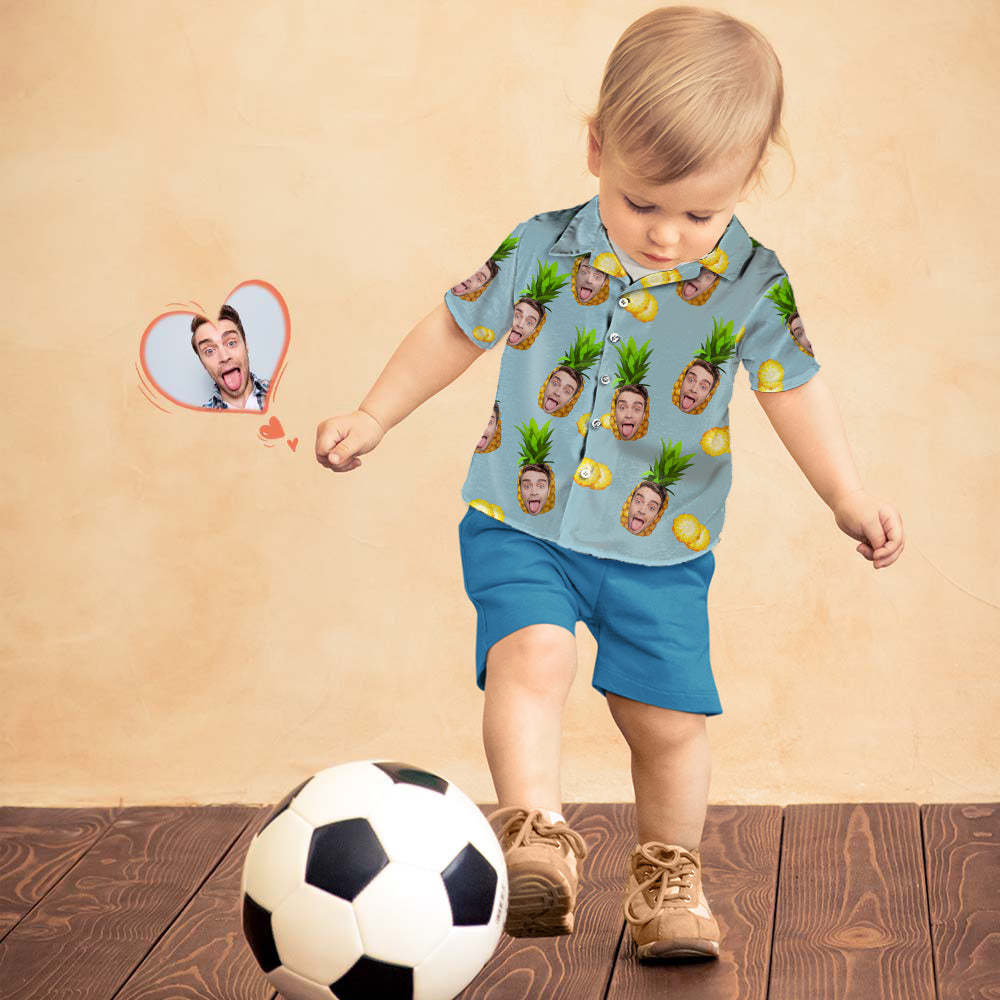 Chemise Hawaïenne Photo Personnalisée Parent-enfant Porte Visage Personnalisé Chemise Hawaïenne Cadeau Gros Ananas - VisageChaussettes