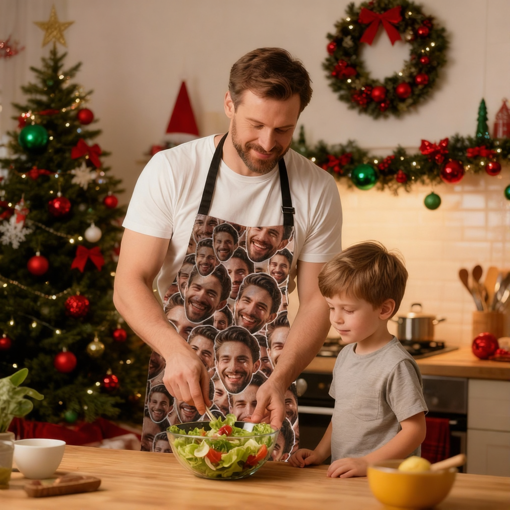 Tablier Personnalisé Avec Photo De Visage, Cadeau Pour La Fête Des Pères Cadeaux de Noël