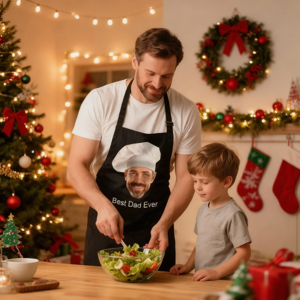 Tablier Personnalisé Avec Photo De Visage, Cadeau Pour Papa Et Grand-père