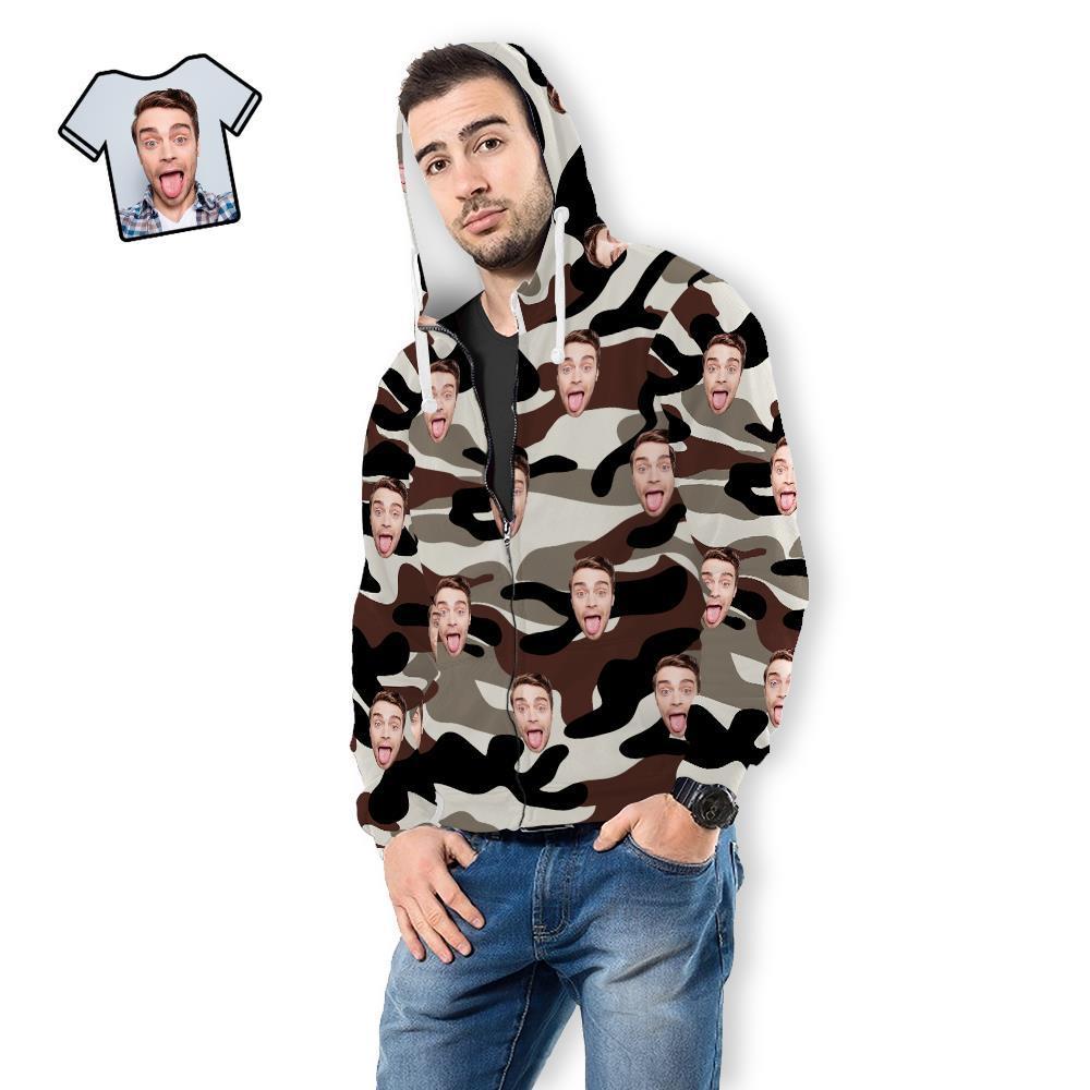 Custom Face Unisex Hoodie Casual Imprimé Dim Grey Camouflage - VisageChaussettes
